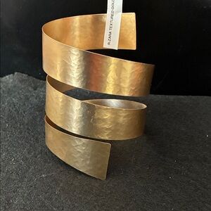 Hammered Spiral Cuff Bracelet in Warm Gold Tone